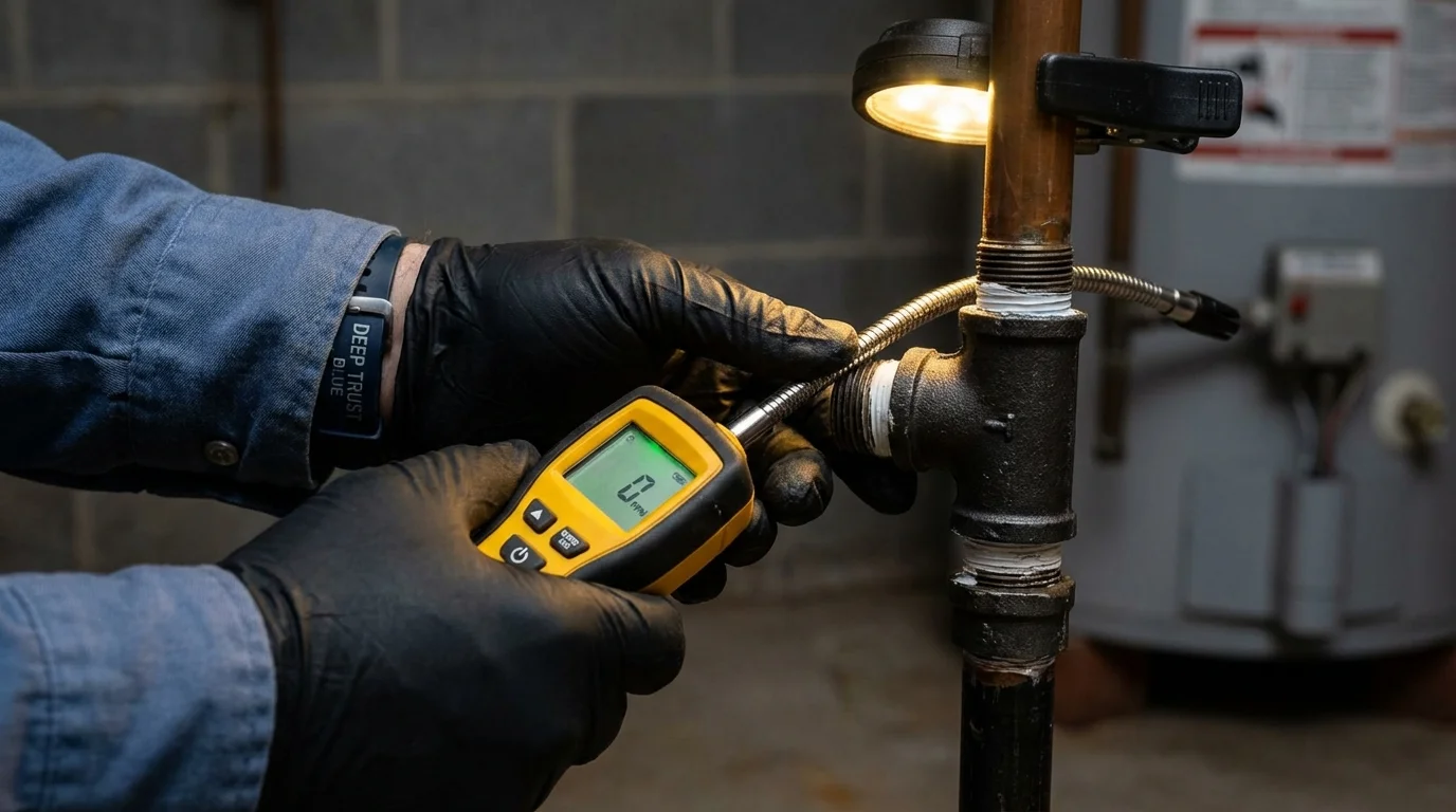 Gas leak detection with electronic sniffer by Johns Plumbing LLC in New Athens