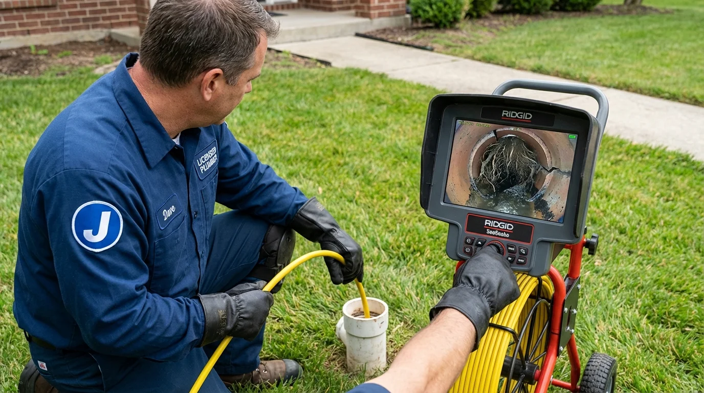Sewer camera inspection being performed by Johns Plumbing LLC in New Athens